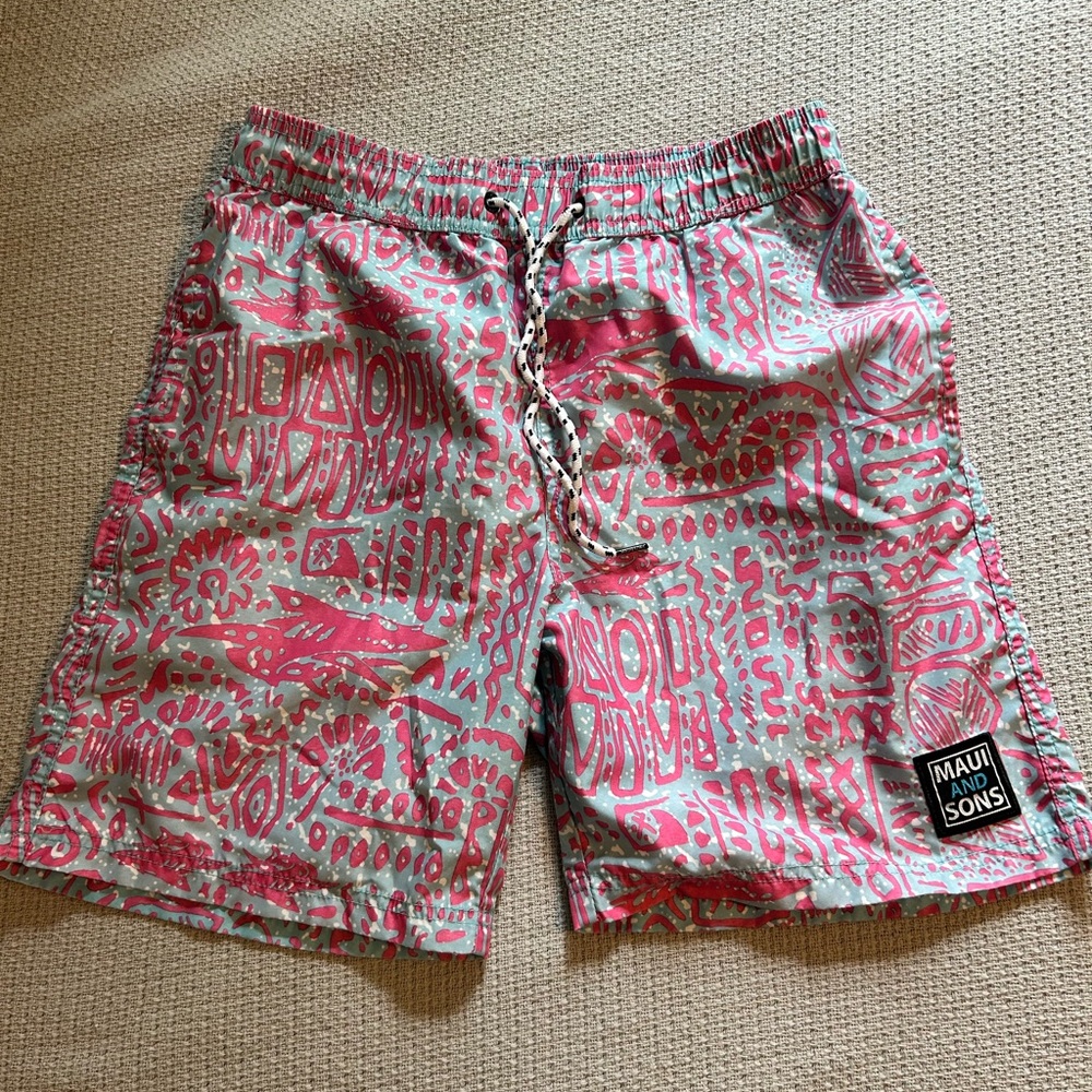 EUC - Men’s X-Small Maui and Sons Pink and Green Hybrid Shorts